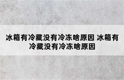 冰箱有冷藏没有冷冻啥原因 冰箱有冷藏没有冷冻啥原因